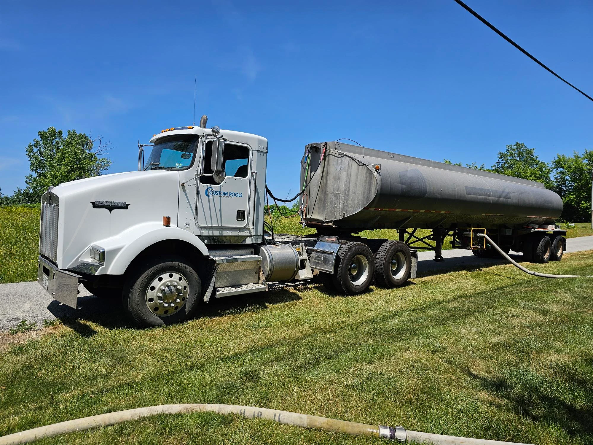 Pool being filled with water for the first time