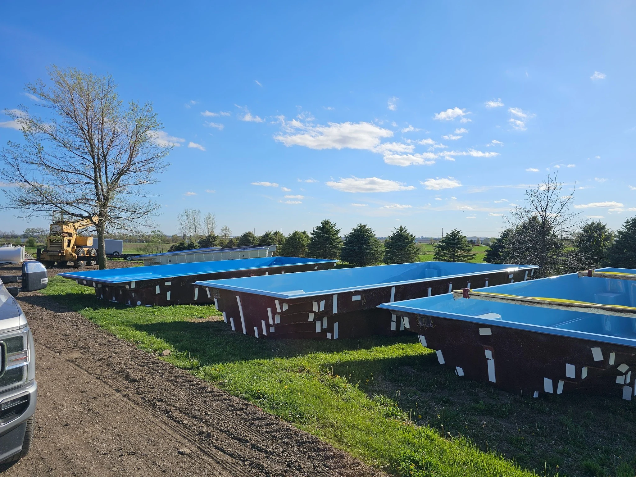 Fiberglass pool shell on delivery